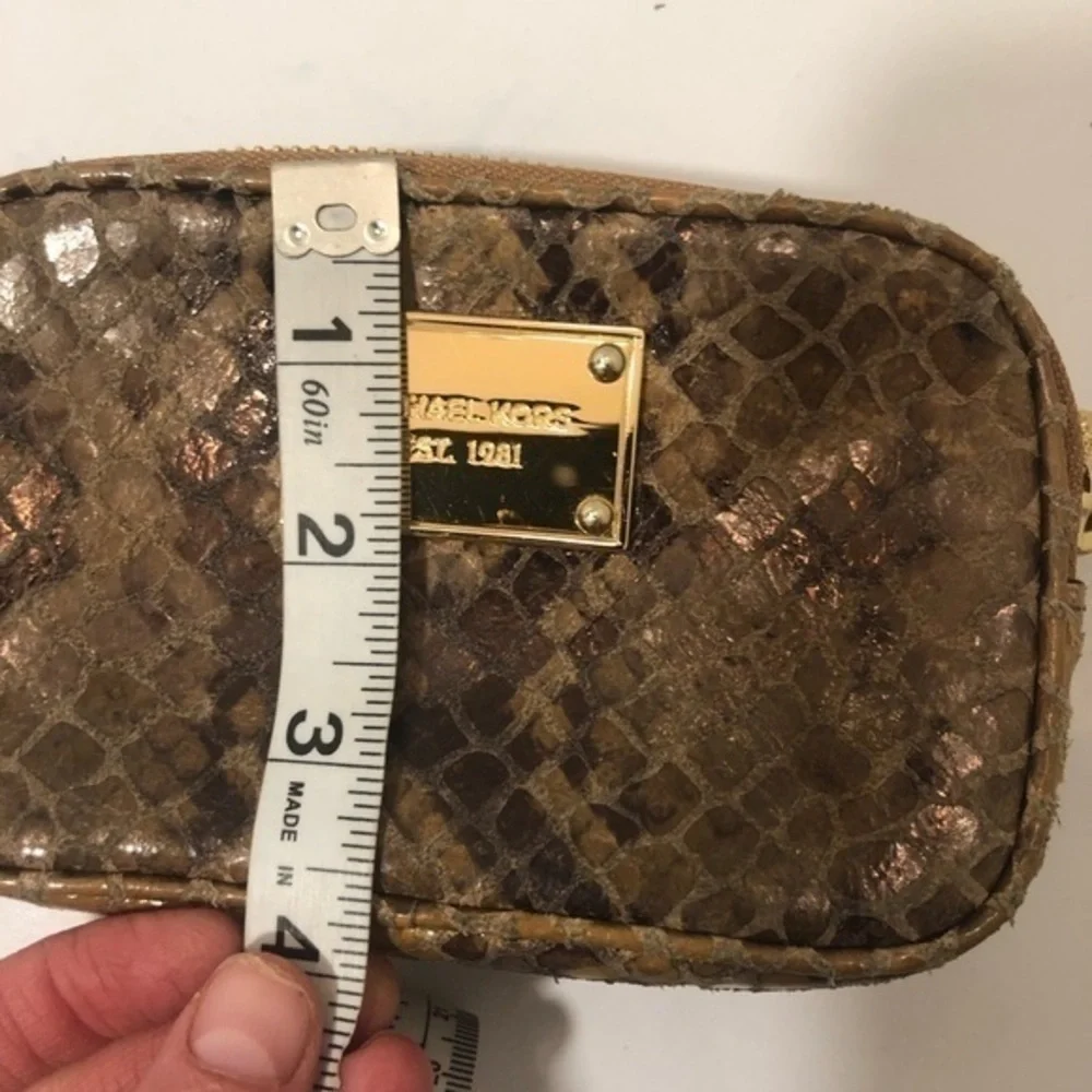 Michael kors python embossed 2 zipper wristlet bag